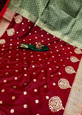 Attractive Soft Banarasi Silk Saree In Red party wear kurtis