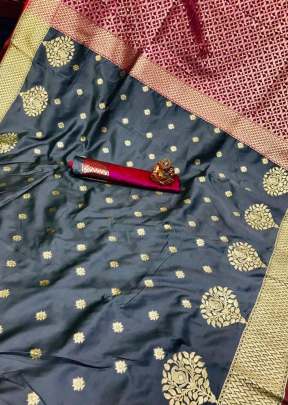 Attractive Soft Banarasi Silk Saree In Grey party wear kurtis
