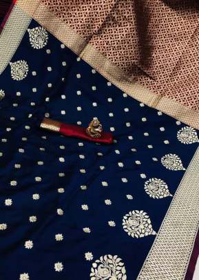 Attractive Soft Banarasi Silk Saree In Royal Blue party wear kurtis