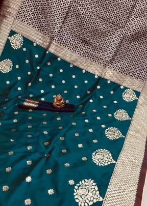 Attractive Soft Banarasi Silk Saree In Ocean Blue party wear kurtis