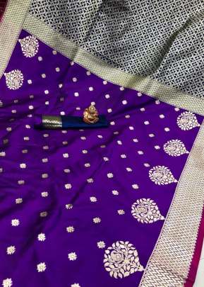 Attractive Soft Banarasi Silk Saree In Purple party wear kurtis