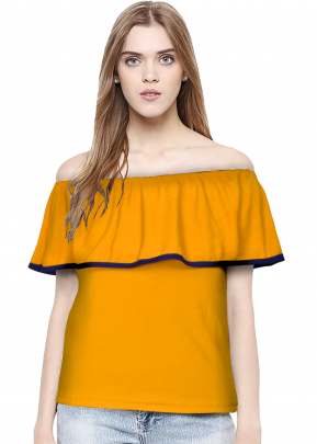 Classic Yellow Top With Off Solder Sleeves western wear