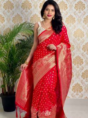 Designer Rich Red Paithani Zari Weaving Royal Look Collection Saree on Sale