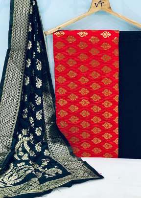 Exclusive Designer Banarasi Silk Dress Material In Red salwar suits