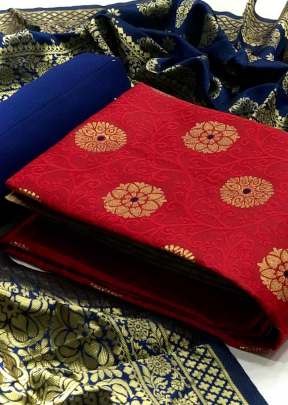 Exclusive Fancy Designer Banarasi Silk Dress Material In Red salwar suits