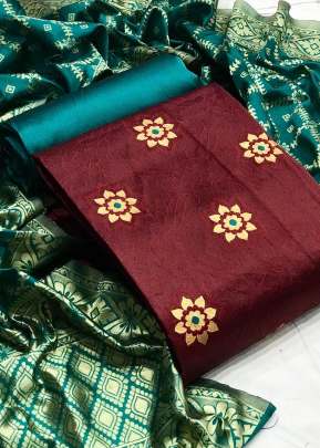 Exclusive Fancy Designer Banarasi Silk Dress Material In Brown