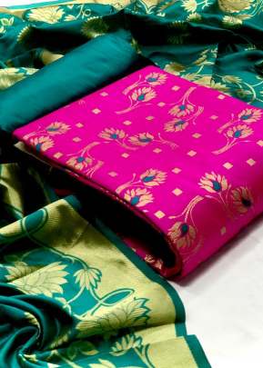 Exclusive Fancy Designer Banarasi Silk Dress Material In Pink  Dress Material