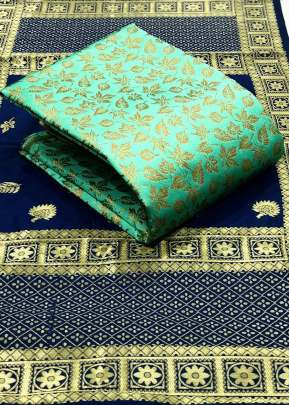 Exclusive Fancy Designer Banarasi Silk Dress Material In Light Green