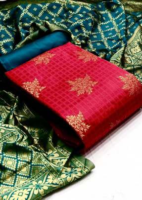 Exclusive Fancy Designer Banarasi Silk Dress Material In Light Red Dress Material