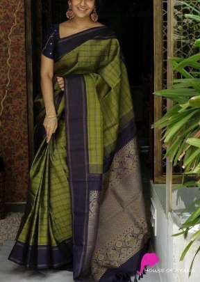 Exclusive Fancy Look Smooth Silk Saree with Chex Design In Green And Purple Sarees