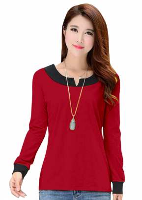 Fancy Look Red Top With Full Sleeves