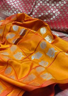 Lichi Silk Waving Jacquard Saree With Reach Pallu In Yellow Sarees
