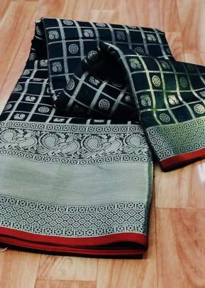 Lichi Silk With Waving Silver Zari And Nice Extra Ordinary Design In Black Sarees