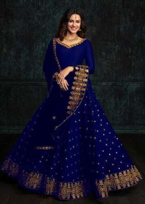 New Classic Tapeta Silk Lehnga With Embroidery Work In Navy Blue