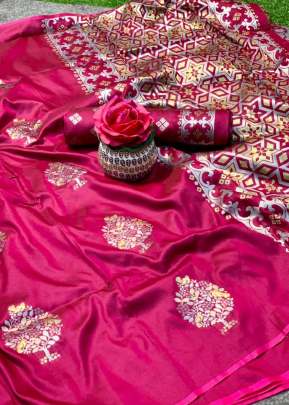 New Designer Lichi Silk Saree in magenta pink Sarees