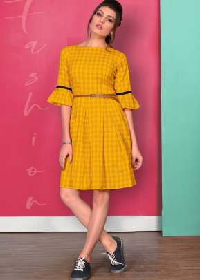 New Fancy Designer Pure Cotton Kurtis In Yellow kurtis
