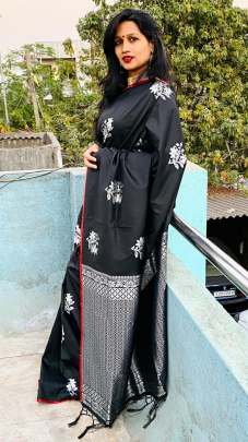 Stylish Black Color With golden and silver weaving work MAAHI-4 Sarees