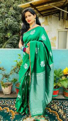 Stylish Green Color With golden and silver weaving work MAAHI-6 Sarees