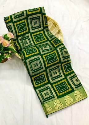 Trendy Marbal Chiffon Printed Saree In Green Sarees