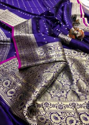 Trendy Pure Banarasi Soft Silk Saree In Purple BANDHANI SAREE