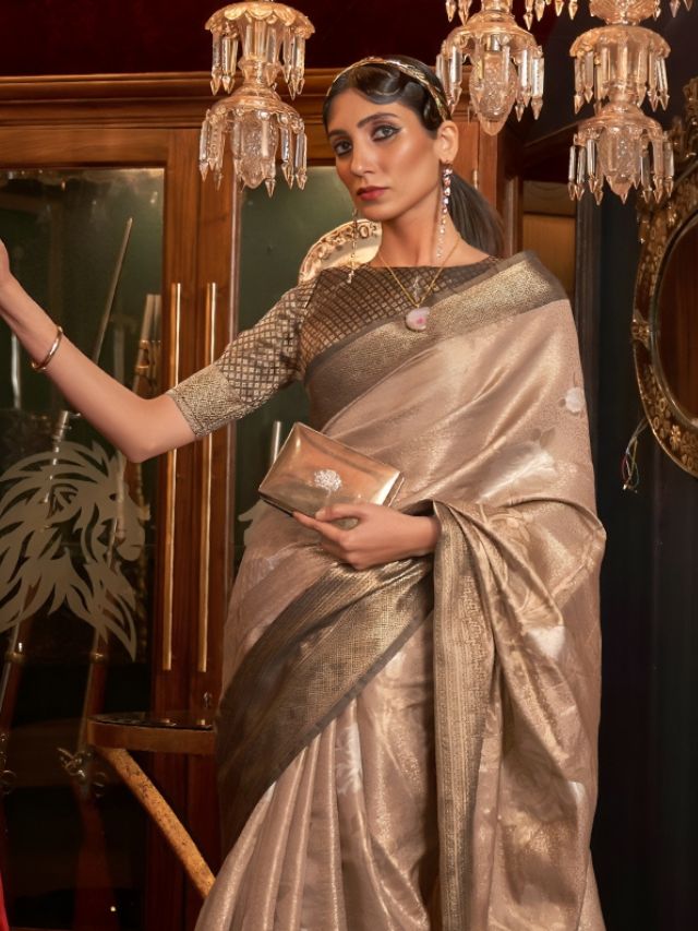 Beige colour silk saree