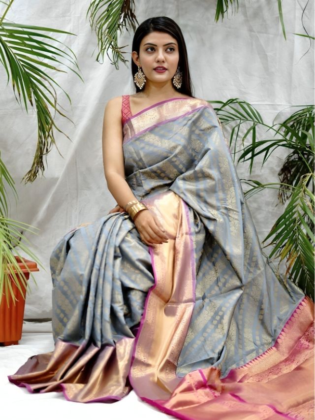 Grey silk saree