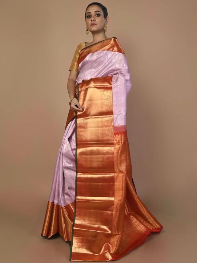 Lavender colour pattu sarees