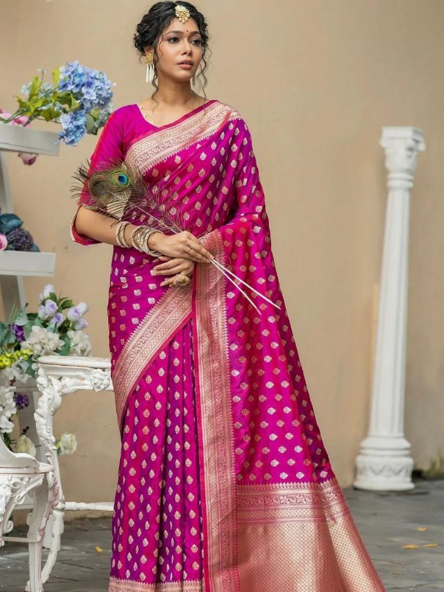 Magenta Banarasi saree