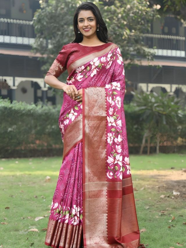 Magenta pink saree