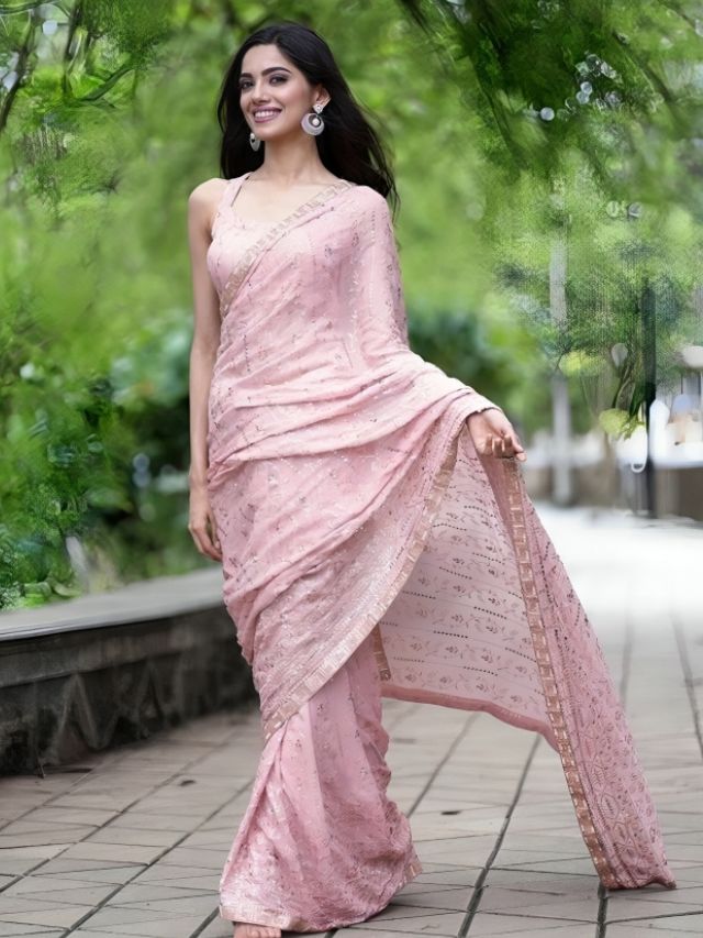 Pastel pink saree