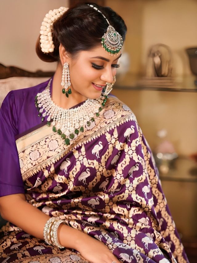 Purple Banarasi saree