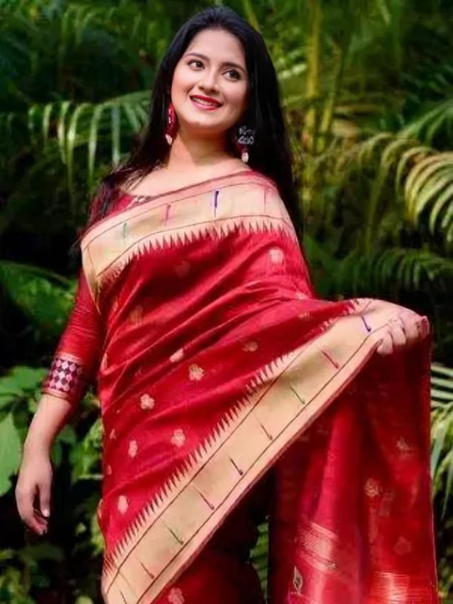 Red wine colour saree