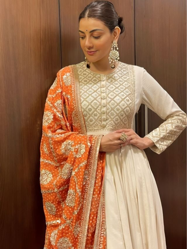 Kajal Aggarwal in One-sided Dupatta Draping Styles