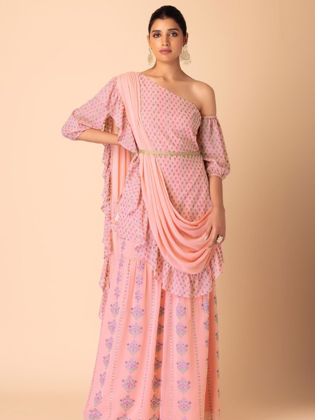 Pleated Belt Tuck Dupatta Draping