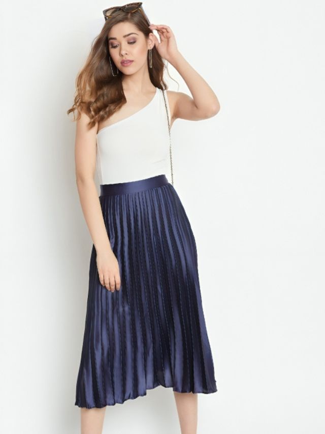 Pleated Satin Skirt For Women