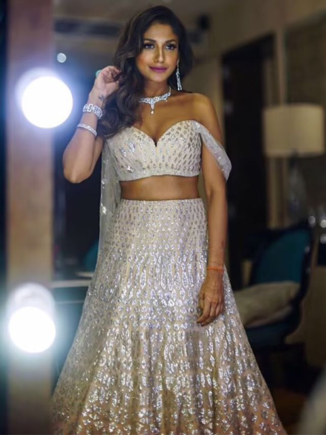 Modern Off-shoulder Wedding Lehenga