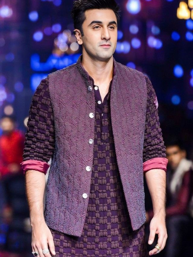 Ranbir Kapoor in Mens Chikan Kurta Layer with An Ethnic Jacket