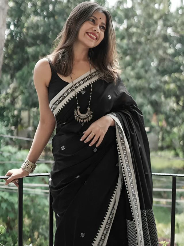 Black Saree with Oxidised Jewellery Styling