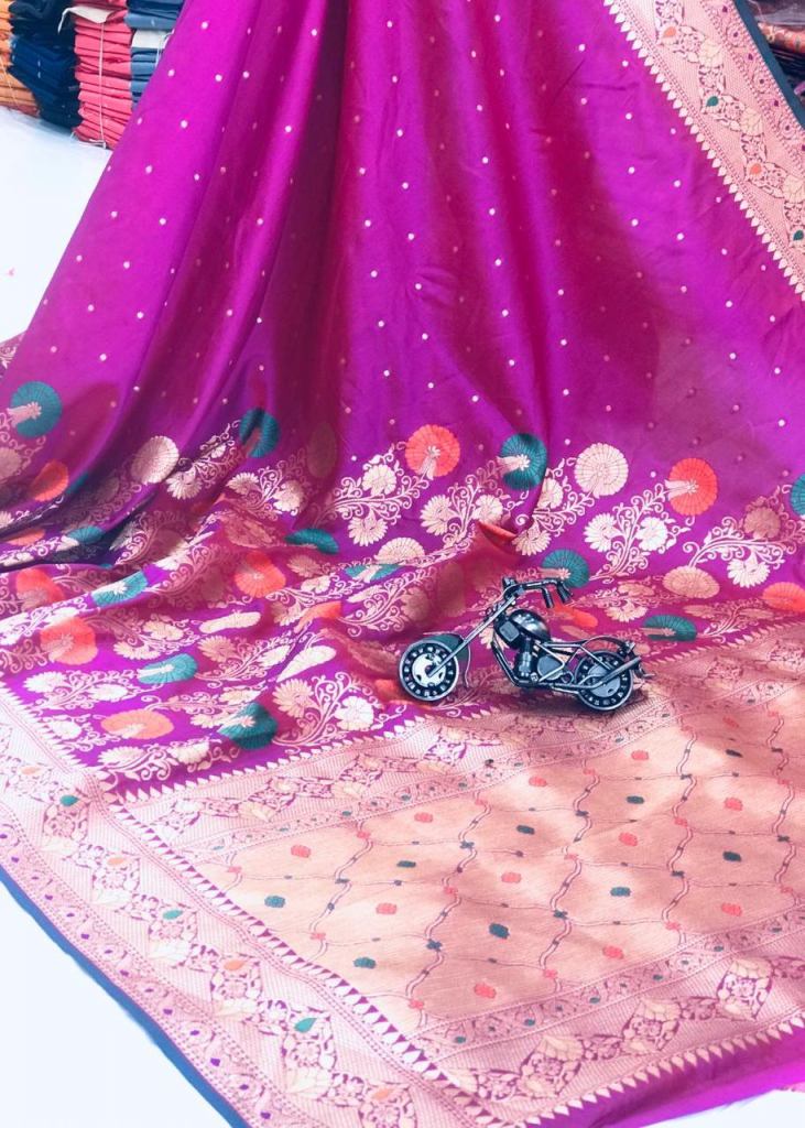 Pink Kanchipuram Silk Saree with Royal Blue Border