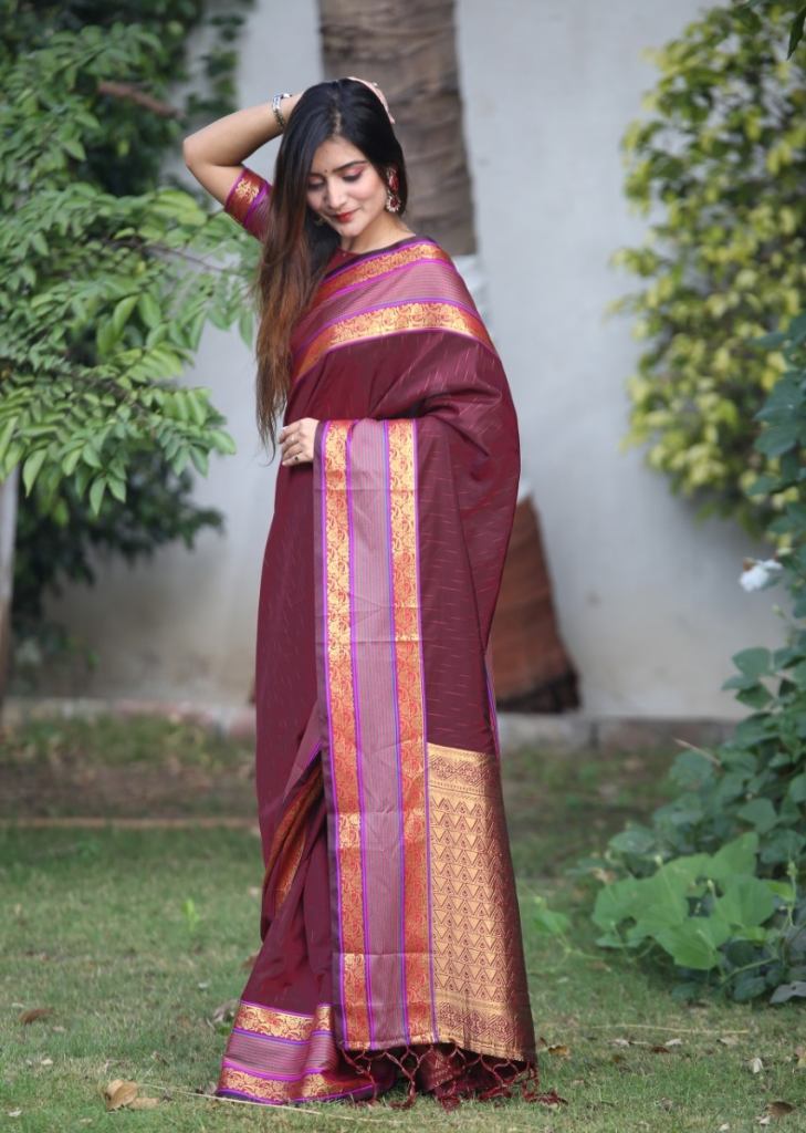 Splendid Maroon Color Silk Saree