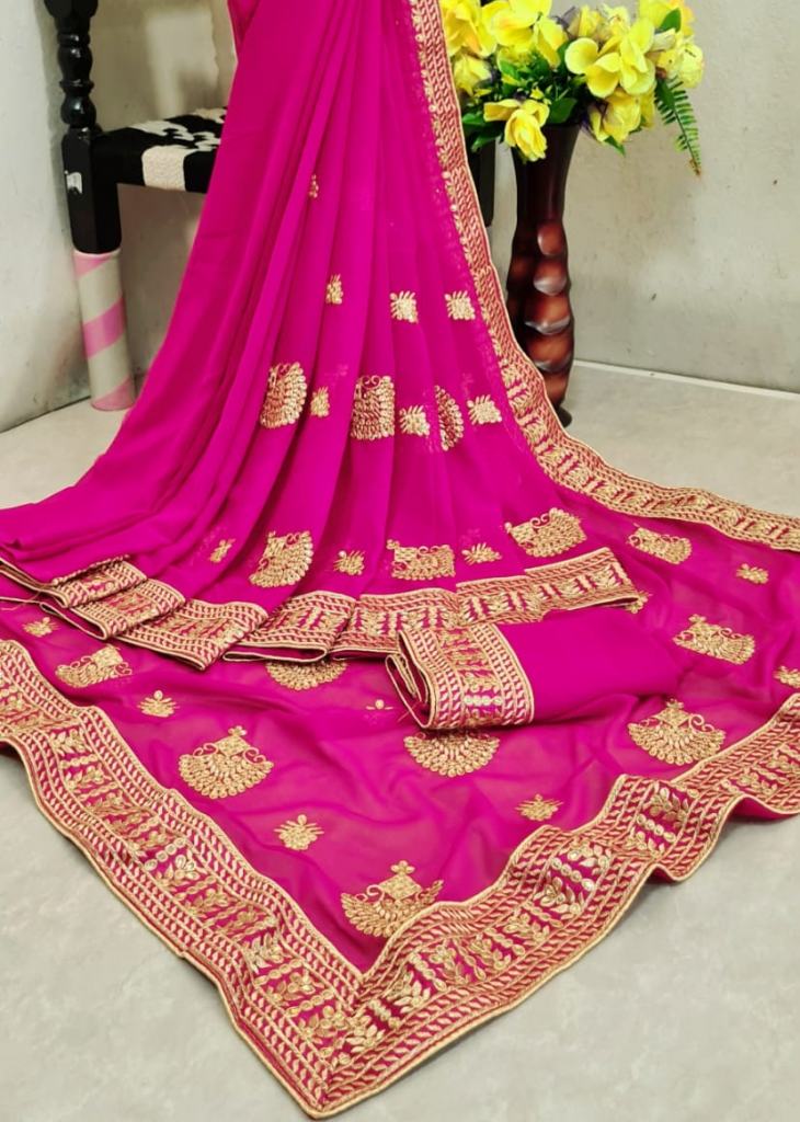 Soft Pink Designer Georgette Saree