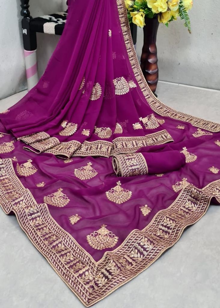 Buy Baby Pink Color Beautiful Georgette Saree, Designer Embroidery Work  Saree, Party Wear Saree, Wedding Wear Saree, Bold and Beautiful Saree  Online in India - Etsy