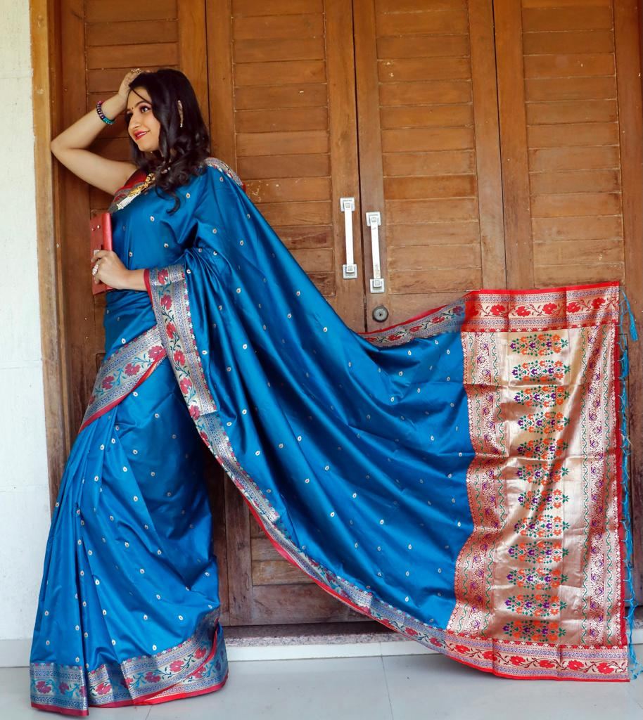 Latest Designer Party Wear Banarasi Silk Saree - Stylecaret.com