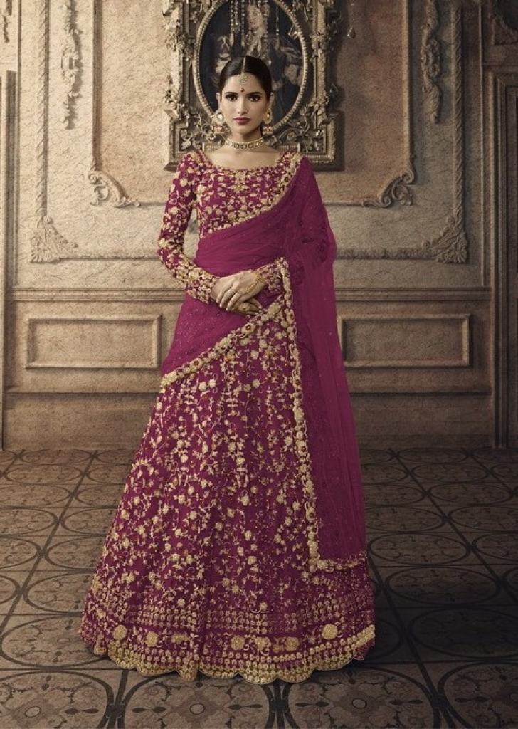 Rani Pink Color Sequins With Embroidery Work Rajwadi Sana Si