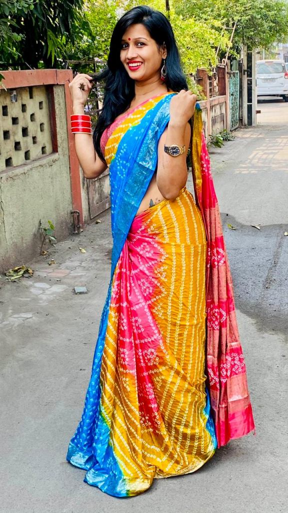 Bandhani Sarees — Buy Handmade Traditional Bandhej Saree| Yellow Fashion -  Kriya - Medium