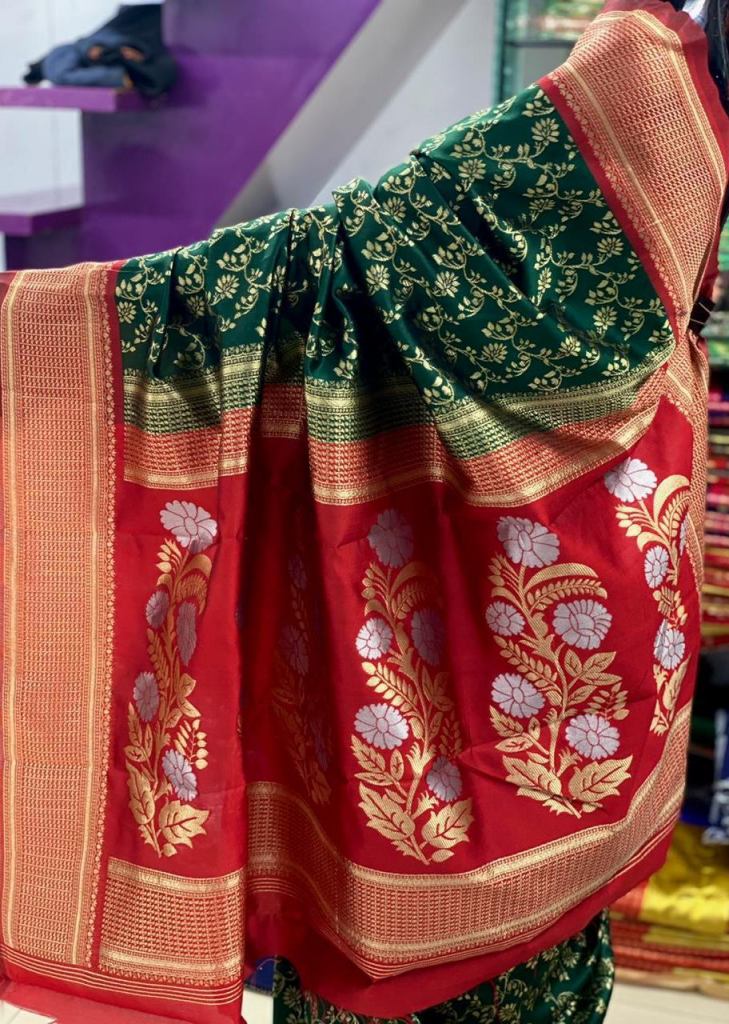 Green Red Ilkal Saree – Jarataari