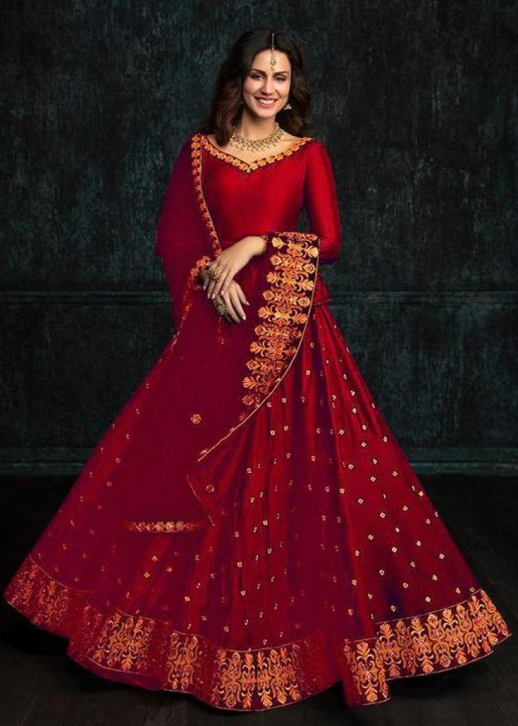 Net Embroidered Lehenga Choli in RedDefault Title | Bridal lehenga red, Red  lehenga, Party wear lehenga