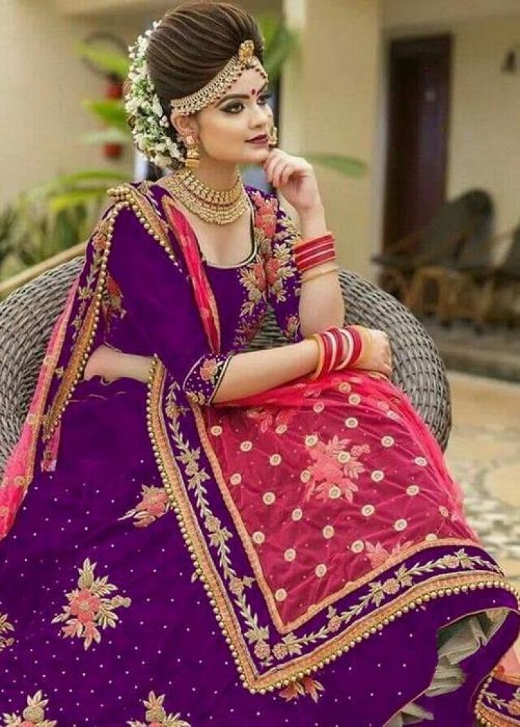 Rani Wedding Lehenga for Bride in Velvet – Halfsaree-studio