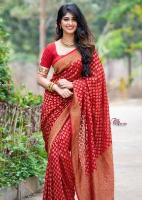 ANX 130 Soft lichi silk Organic Banarasi Wedding Saree