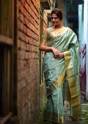 Aasam silk saree with cut work embroidered work In Light Blue partywear sarees